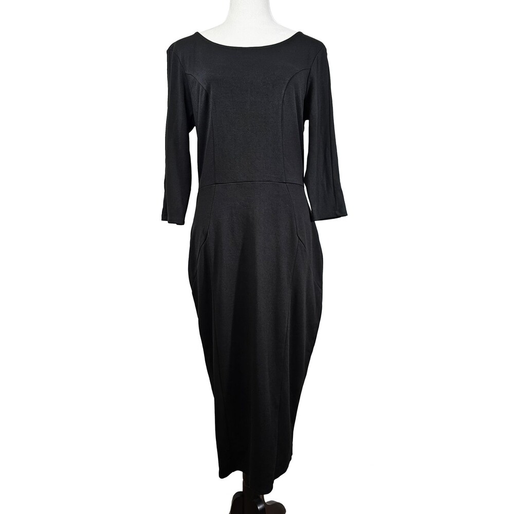 Unique Vintage Large Black Retro Wiggle Dress Classic MCM
